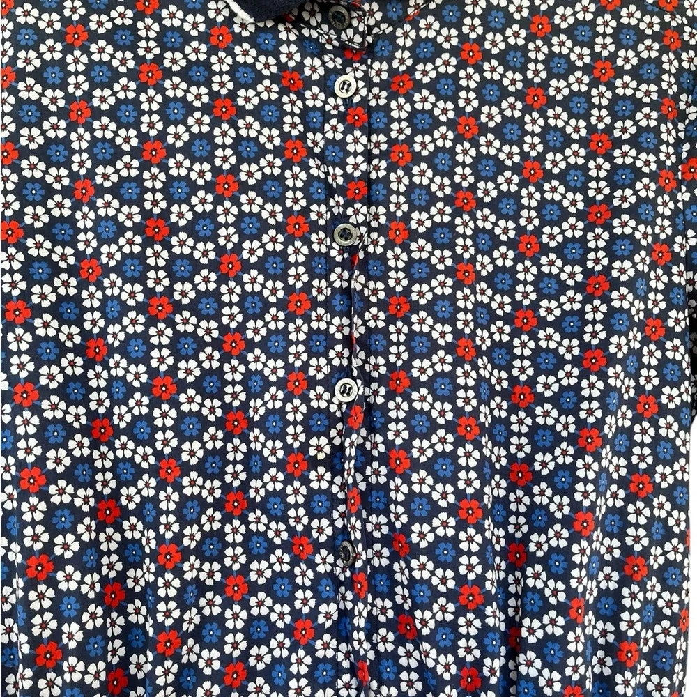 Paul & Joe SISTER Navy Red White Floral Button-Front Dress - Picture 6 of 12